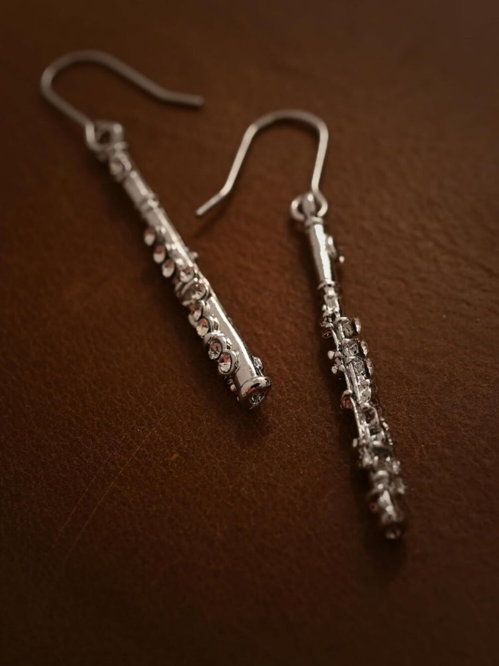 Flute Earrings – Silver Plated Music Jewelry for Women - Picture 7 of 8